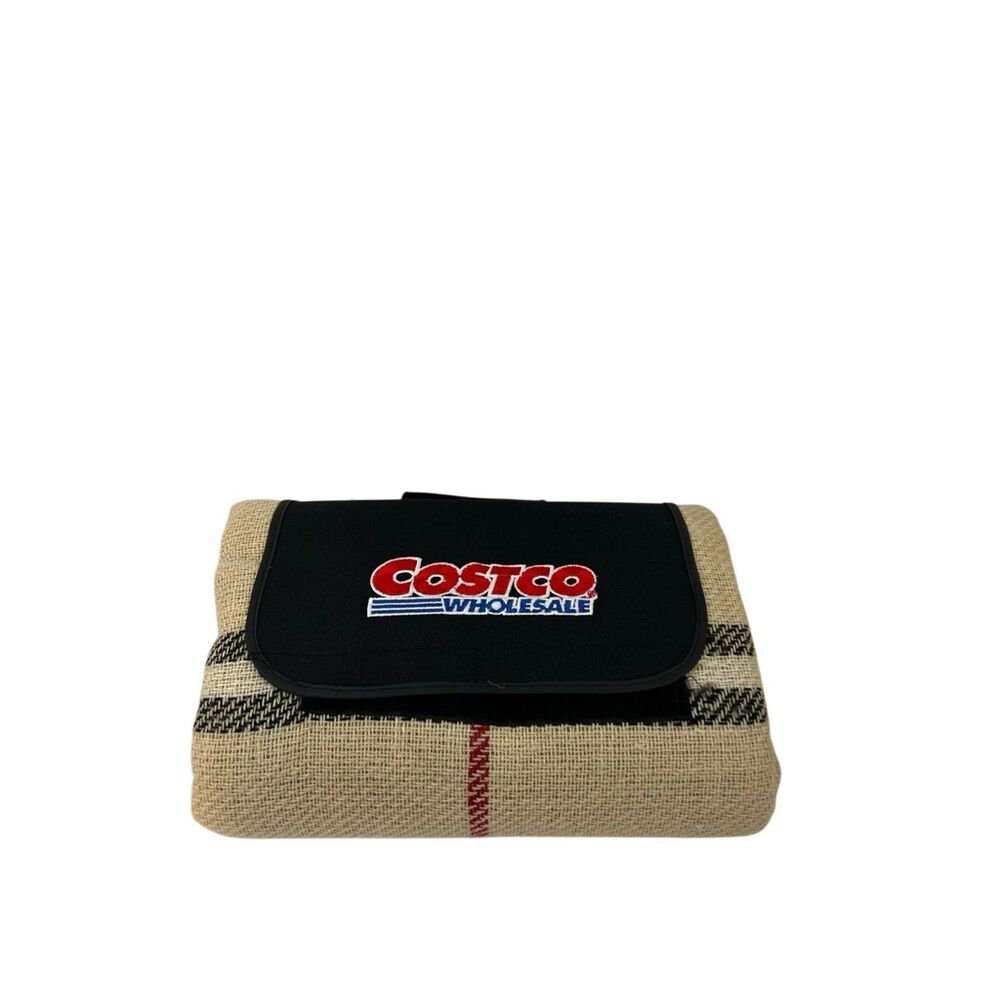 Costco stadium burlap‎ plaid travel car blanket new